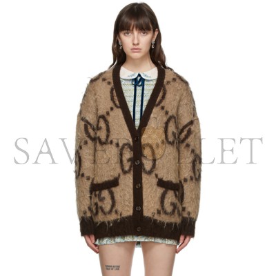GUCCI GG-LOGO JACQUARD MOHAIR-BLEND CARDIGAN 